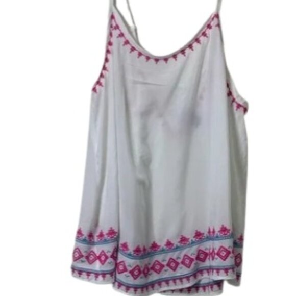 Torrid Womens Lace Up Back Embroidered Cami White Plus 4X New - Picture 2 of 3
